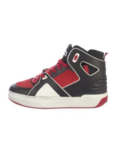 Pre-owned Just Don Leather Colorblock Pattern Sneakers In Red