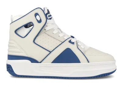 Pre-owned Just Don Men's  Basketball Courtside Hi Sneakers In White/teal