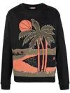 Just Don Palm Tree Print Jumper In Black