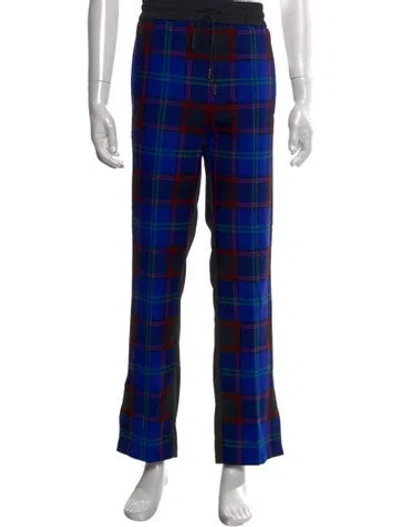 Pre-owned Just Don Plaid Print Pants In Blue