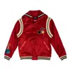 Just Don Red Satin Logo Cape Varsity Jacket In Red