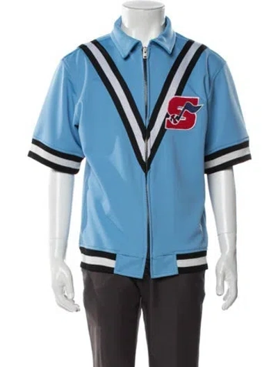 Pre-owned Just Don Striped Bomber Jacket In Blue
