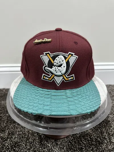 Pre-owned Just Don X Mitchell & Ness Nhl Anaheim Mighty Ducks Hat In Red