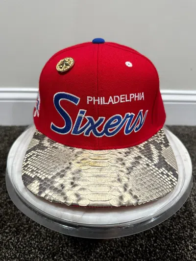 Pre-owned Just Don X Mitchell Ness Just Don X Mitchell & Ness Nba Philadelphia 76ers Red Hat
