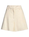 Just Eve Woman Shorts & Bermuda Shorts Cream Size 6 Acrylic, Polyester, Cotton In White