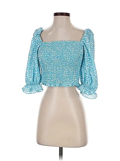 Pre-owned Just Fab 3/4 Sleeve Blouse In Blue