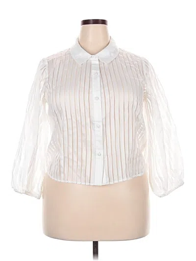 Pre-owned Just Fab 3/4 Sleeve Blouse In White