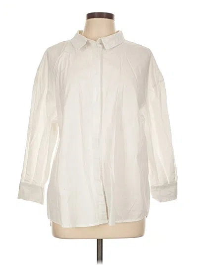 Pre-owned Just Fab 3/4 Sleeve Button Down Shirt In Ivory