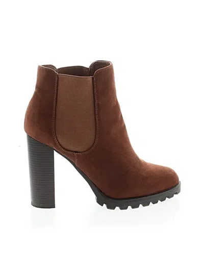 Pre-owned Just Fab Ankle Boots In Brown