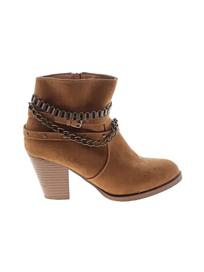 Pre-owned Just Fab Ankle Boots In Brown