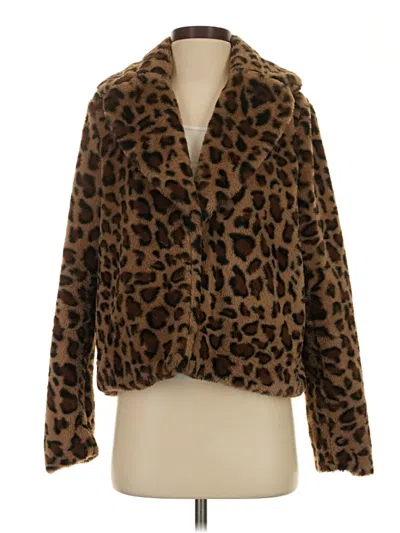 Pre-owned Just Fab Faux Fur Jacket In Brown