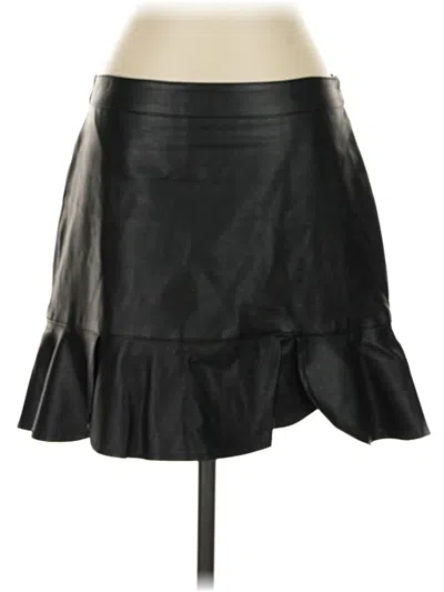 Pre-owned Just Fab Faux Leather Skirt In Black