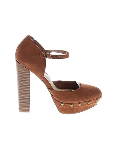 Pre-owned Just Fab Heels In Brown