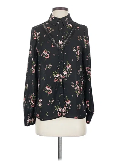 Pre-owned Just Fab Long Sleeve Blouse In Black