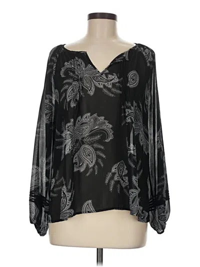 Pre-owned Just Fab Long Sleeve Blouse In Black