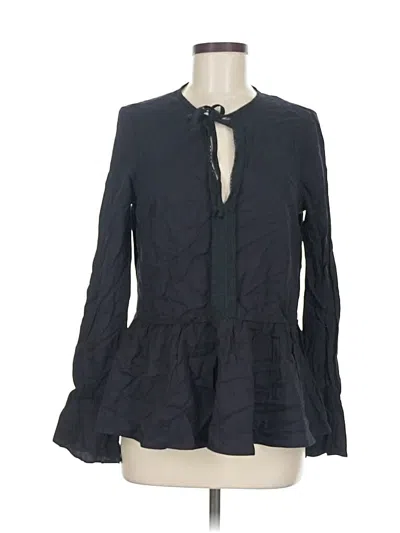 Pre-owned Just Fab Long Sleeve Blouse In Black