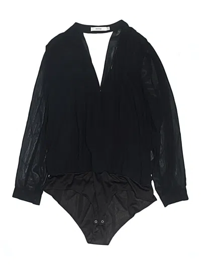 Pre-owned Just Fab Long Sleeve Blouse In Black