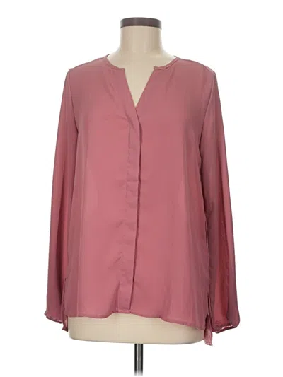 Pre-owned Just Fab Long Sleeve Blouse In Burgundy