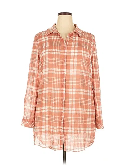 Pre-owned Just Fab Long Sleeve Blouse In Orange