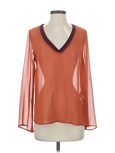 Pre-owned Just Fab Long Sleeve Blouse In Orange