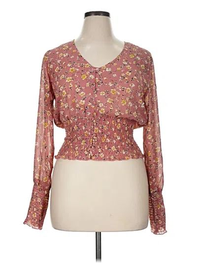 Pre-owned Just Fab Long Sleeve Blouse In Pink
