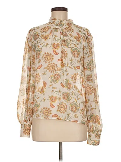 Pre-owned Just Fab Long Sleeve Blouse In White