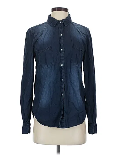 Pre-owned Just Fab Long Sleeve Polo Shirt In Blue