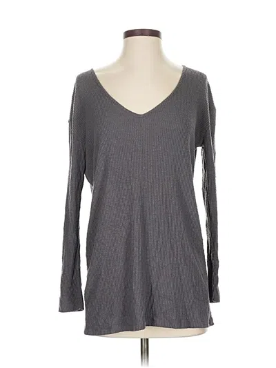 Pre-owned Just Fab Long Sleeve Top Gray V Neck Tops