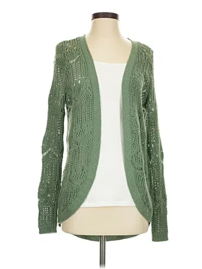 Pre-owned Just Fab Long Sleeve Top Green Plunge Neckline Tops