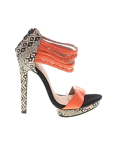 Pre-owned Just Fab Sandals In Orange
