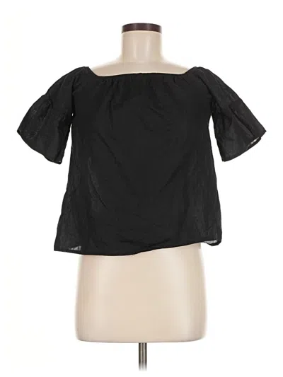 Pre-owned Just Fab Short Sleeve Blouse In Black