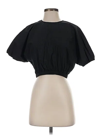 Pre-owned Just Fab Short Sleeve Top Black Mock Neckline Tops
