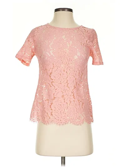 Pre-owned Just Fab Short Sleeve Top Pink Mock Neckline Tops