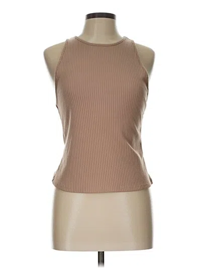 Pre-owned Just Fab Tank Top Tan Halter Neckline Tops In Brown