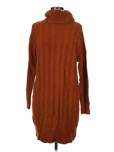 Pre-owned Just Fab Turtleneck Sweater In Brown