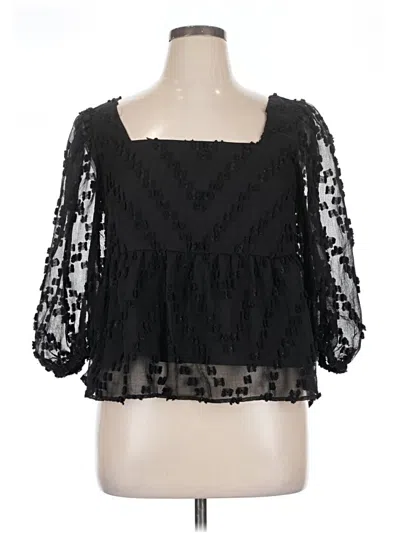 Pre-owned Just Female 3/4 Sleeve Blouse In Black