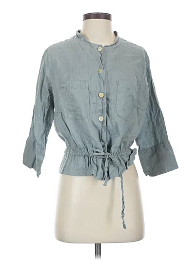 Pre-owned Just Jill 3/4 Sleeve Button Down Shirt In Blue