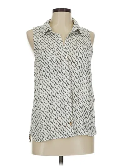 Pre-owned Just Living Sleeveless Button Down Shirt In Silver