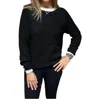Just Madison Madz Ringer Sweater With Love/heart In Black In Black