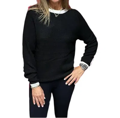 Just Madison Madz Ringer Sweater With Love/heart In Black