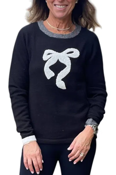 Just Madison Madz Ringer With Bow Sweater In Black
