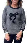 Just Madison Madz Ringer With Bow Sweater In Charcoal In Gray