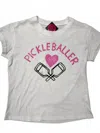 Just Madison Women's Pickleball Short Sleeve Tee In White In Gray