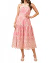 Just Me Embroidered Midi Dress In Pink In Pink