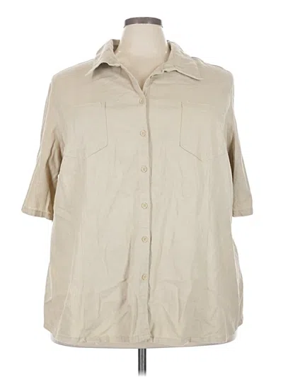 Pre-owned Just My Size 3/4 Sleeve Button Down Shirt In Brown