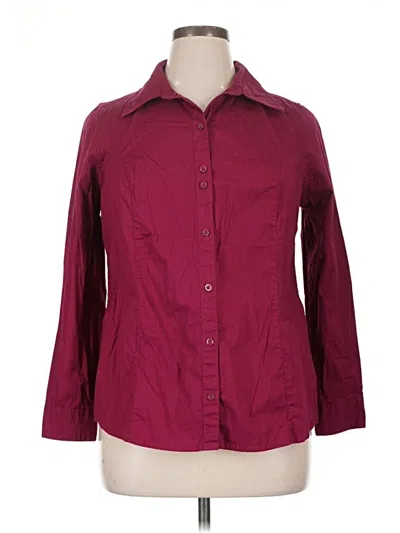 Pre-owned Just My Size 3/4 Sleeve Button Down Shirt In Burgundy