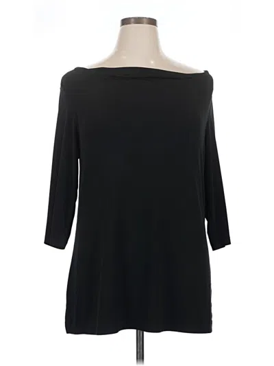 Pre-owned Just My Size 3/4 Sleeve Top Black Boatneck Tops