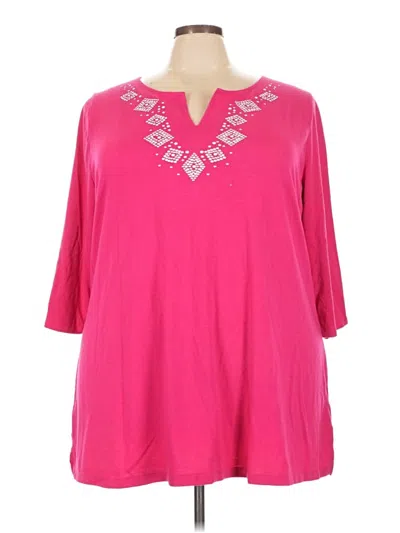 Pre-owned Just My Size 3/4 Sleeve Top Pink V-neck Tops