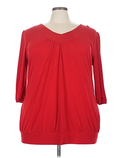 Pre-owned Just My Size 3/4 Sleeve Top Red Scoop Neck Tops