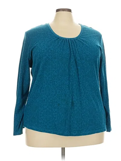 Pre-owned Just My Size 3/4 Sleeve Top Teal Crew Neck Tops In Blue